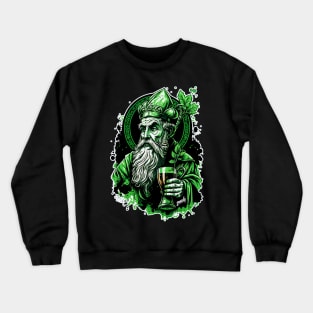 Funny Drunk Saint Patrick Drinking a Green Beer Graffiti by gnarly Crewneck Sweatshirt